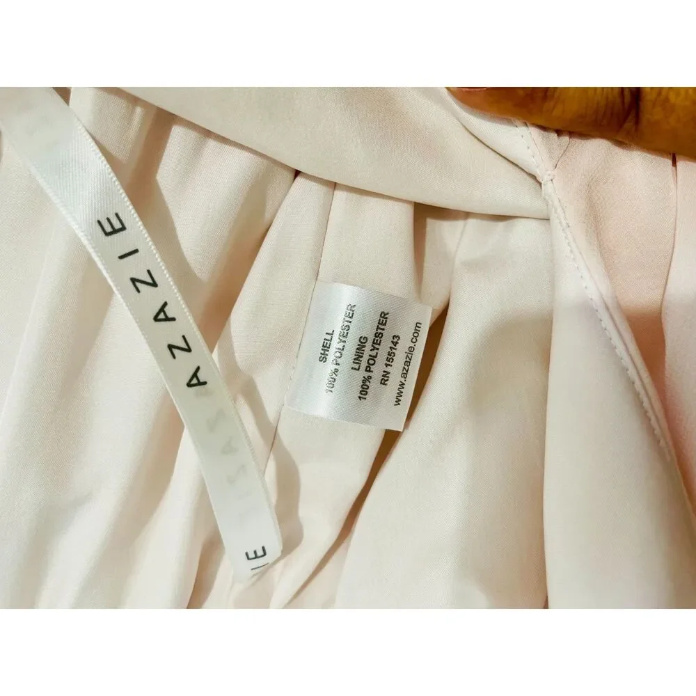 Azazie maxi dress bridesmaid blush pink  V neck wrapped front women C